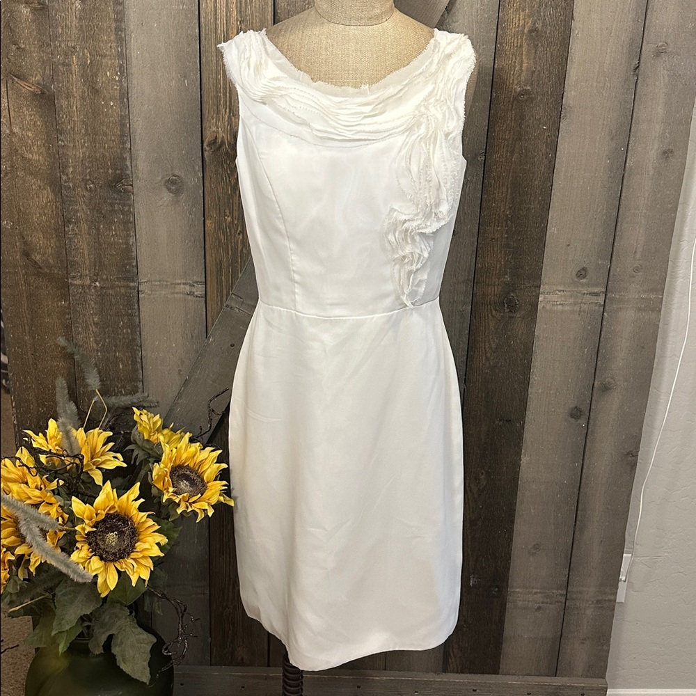Forever Yours NWT White Sheath Bridal Dress Size 8 Wedding Party Cocktail